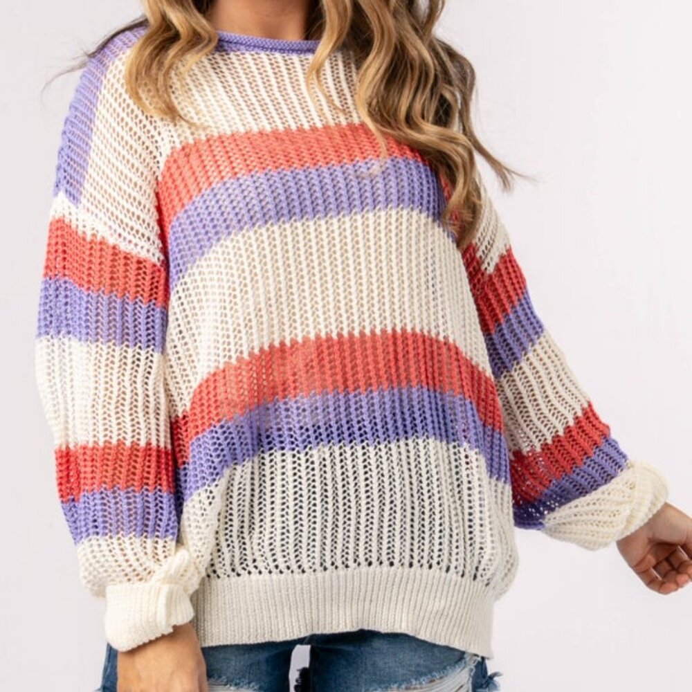 White Birch Open Knit Sweater